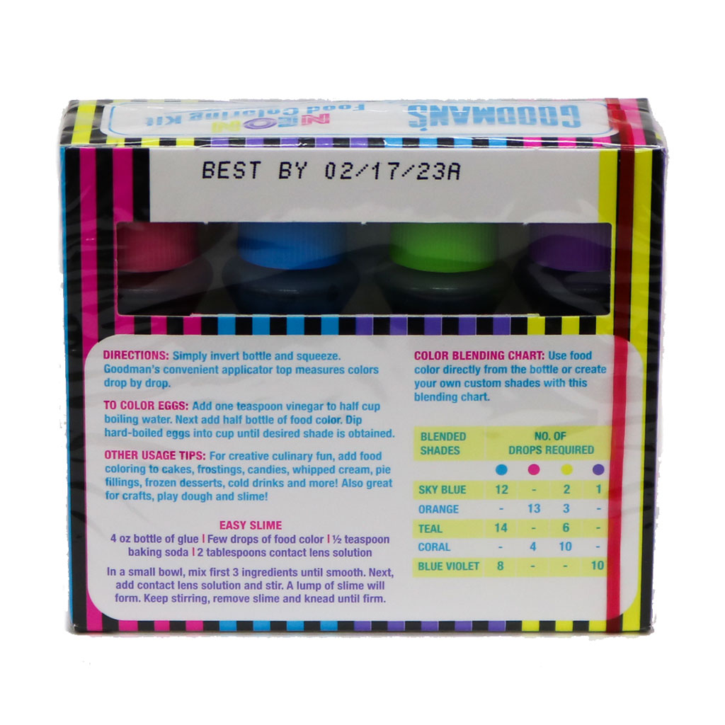 Neon Food Coloring Kit Assorted 4, 1.2 ounce